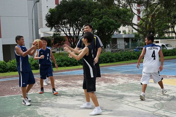 Kids excited about sports family basketball