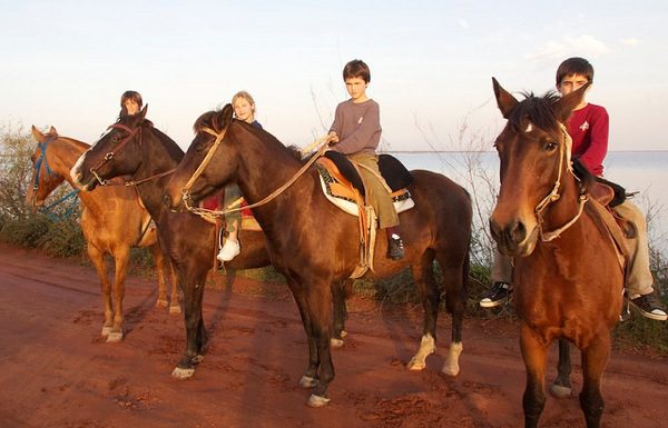 Kids excited about sports horseback riding