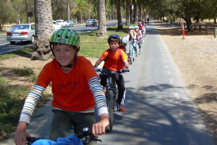 Kids riding bikes