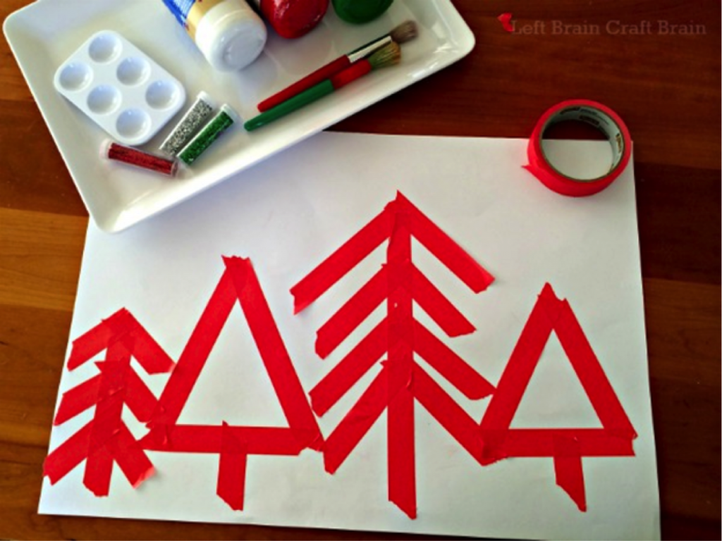 use red tape to create a glitter forest