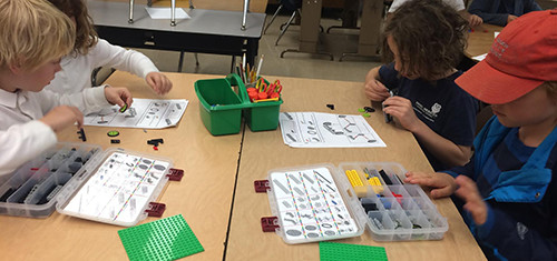 Kids building lego projects